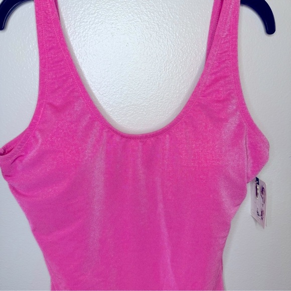 NWT Jessica Simpson Pop Pink Glitter Bomb One Piece Scoop Back Swimsuit. Size XL - Picture 6 of 9